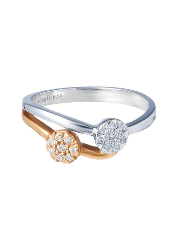 TOMEI You & Me Diamond Ring, White+Rose Gold 750