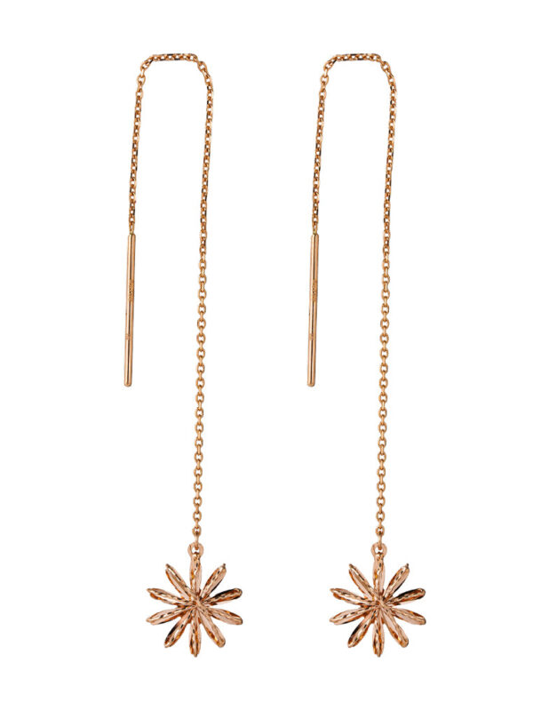 TOMEI Rouge Collection Snow Flake Long Earrings, Rose Gold 750