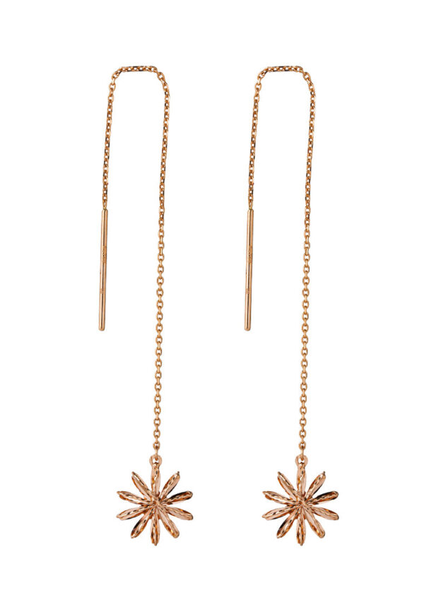 TOMEI Rouge Collection Snow Flake Long Earrings, Rose Gold 750