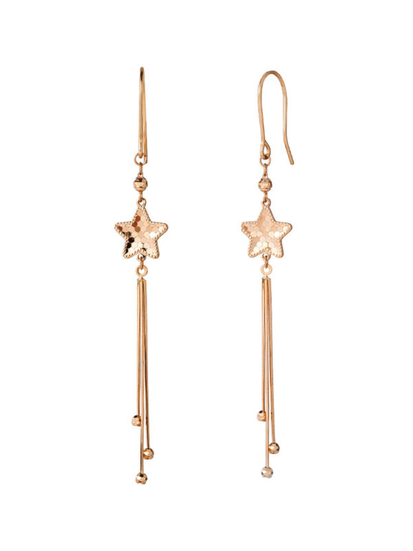 TOMEI Rouge Collection Star Long Earrings, Rose Gold 750