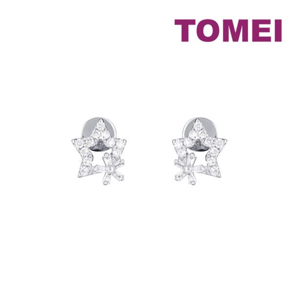 TOMEI Starlit Stud Earrings, White Gold 585