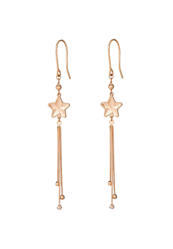 TOMEI Rouge Collection Star Long Earrings, Rose Gold 750