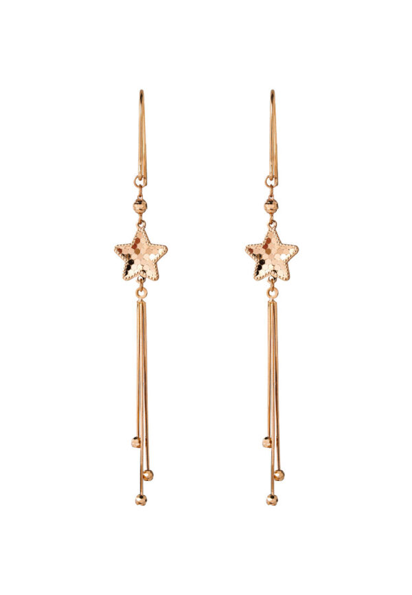 TOMEI Rouge Collection Star Long Earrings, Rose Gold 750