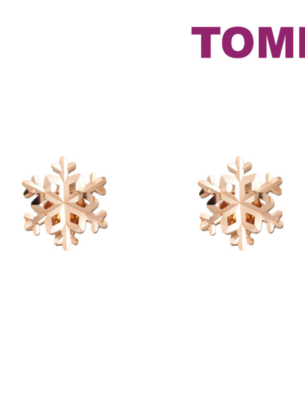TOMEI Rouge Collection Snow Flake Stud Earrings, Rose Gold 750