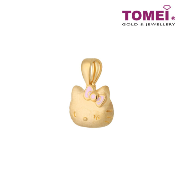 TOMEI x Hello Kitty with Pink Ribbon Pendant, Yellow Gold 916