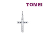 TOMEI Simply Cross Pendant, White Gold 750