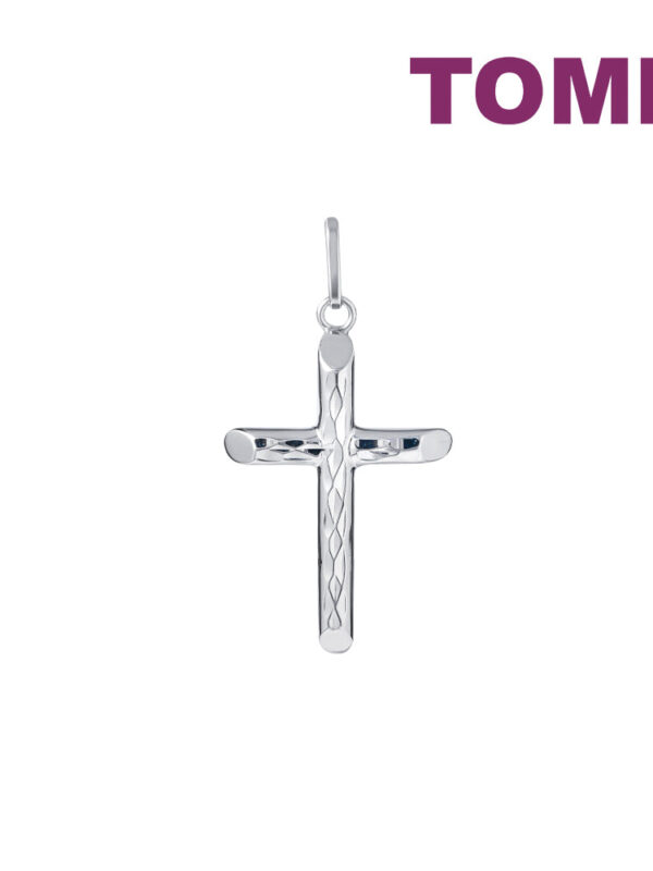 TOMEI Simply Cross Pendant, White Gold 750