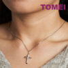 TOMEI Simply Cross Pendant, White Gold 750