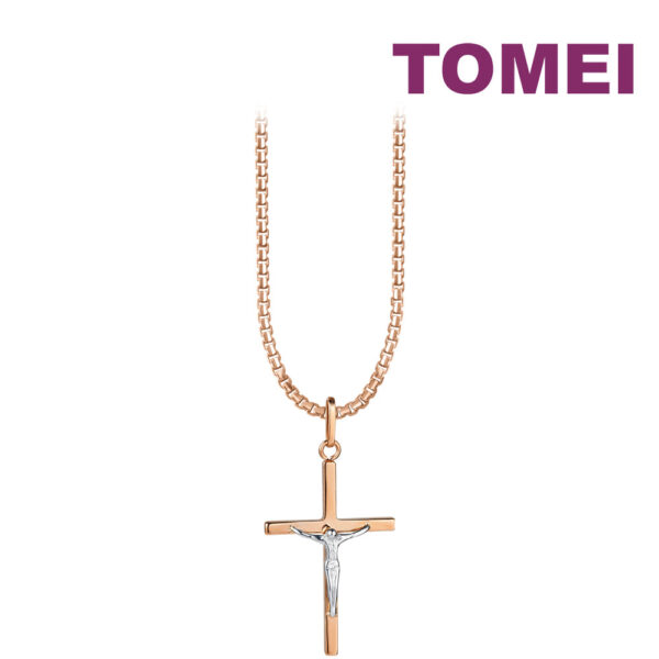 TOMEI Rouge Collection Jesus Cross Pendant, Rose Gold 750
