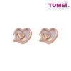 TOMEI Rouge Collection Nacre Love Earrings, Rose Gold 750