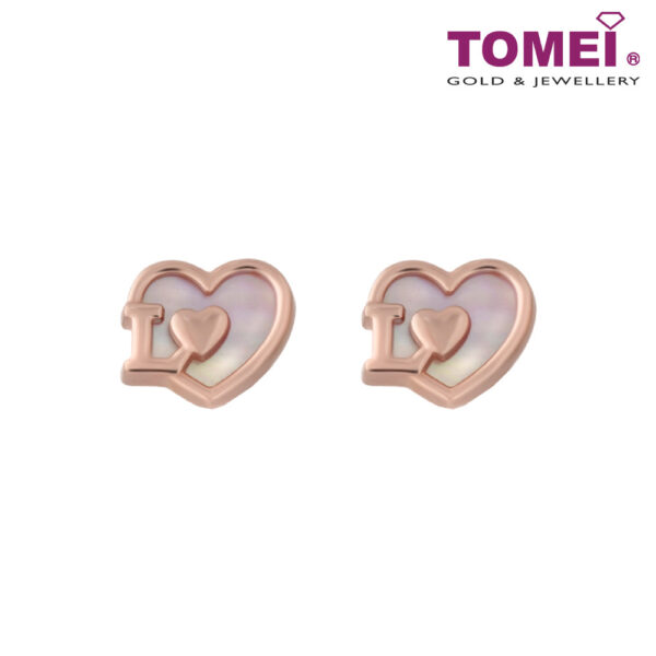 TOMEI Rouge Collection Nacre Love Earrings, Rose Gold 750