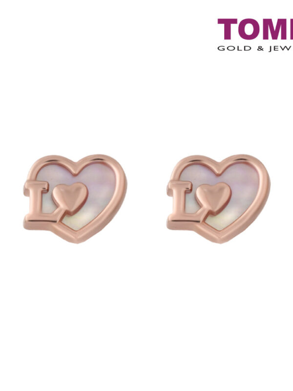 TOMEI Rouge Collection Nacre Love Earrings, Rose Gold 750