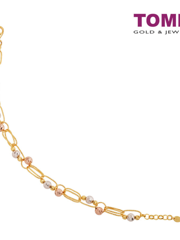 TOMEI Tri-Tone Dazzling Ball Bracelet, Yellow Gold 916 (AS-B0065-3C)