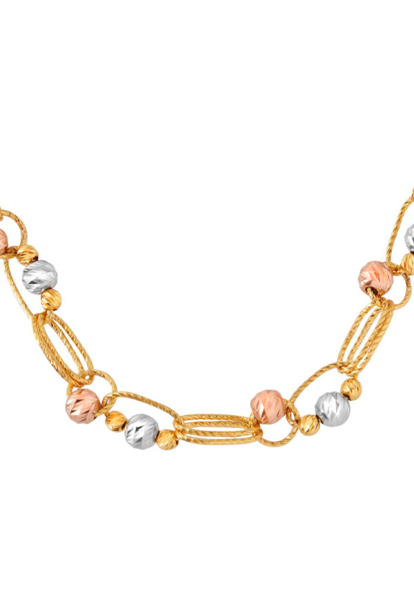 TOMEI Tri-Tone Dazzling Ball Necklace, Yellow Gold 916