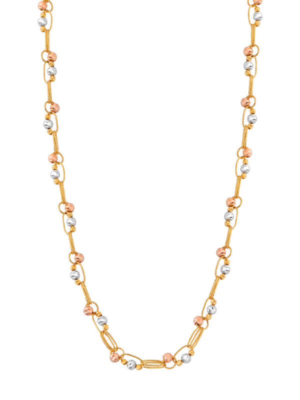 TOMEI Tri-Tone Dazzling Ball Necklace, Yellow Gold 916