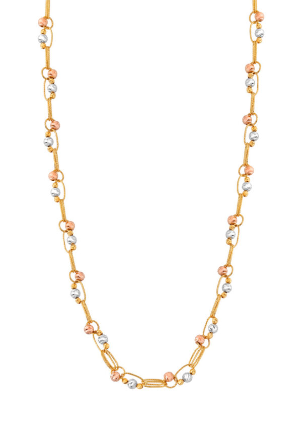 TOMEI Tri-Tone Dazzling Ball Necklace, Yellow Gold 916