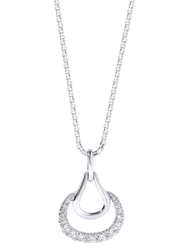 TOMEI Horseshoe Diamond Pendant Set, White Gold 585