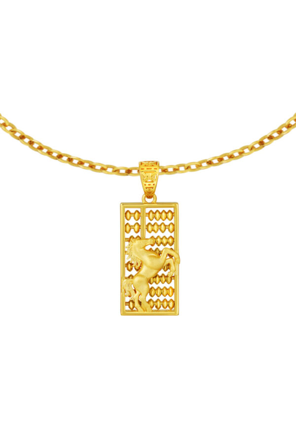 TOMEI Blissful Collection Horse Abacus Pendant, Yellow Gold 916