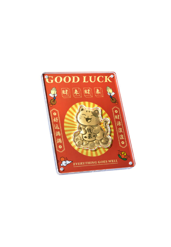 TOMEI【财来财来】Lucky Cat Gold Wafer 0.2G Frame, Yellow Gold 9999