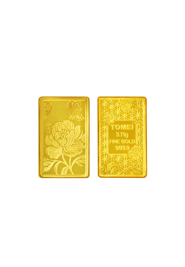 TOMEI 【花开富贵】Hua Kai Fu Gui Flower Gold Bar 3.11G | Fine Gold 9999