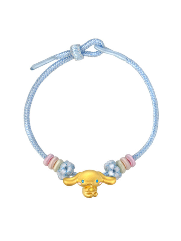 TOMEI X Sanrio Cinnamoroll 5D Charm with Blue Rope Bracelet, Yellow Gold 999
