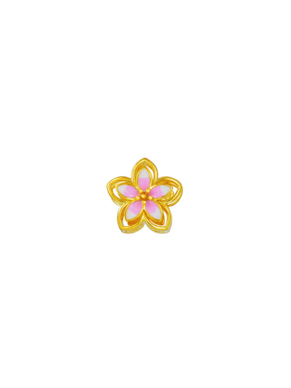 TOMEI Chomel Collection Pink Flower Charm, Yellow Gold 916