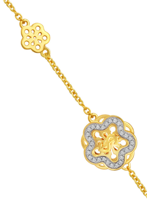 TOMEI Diamond Cut Collection Wealthy Flower Bracelet, Yellow Gold 916