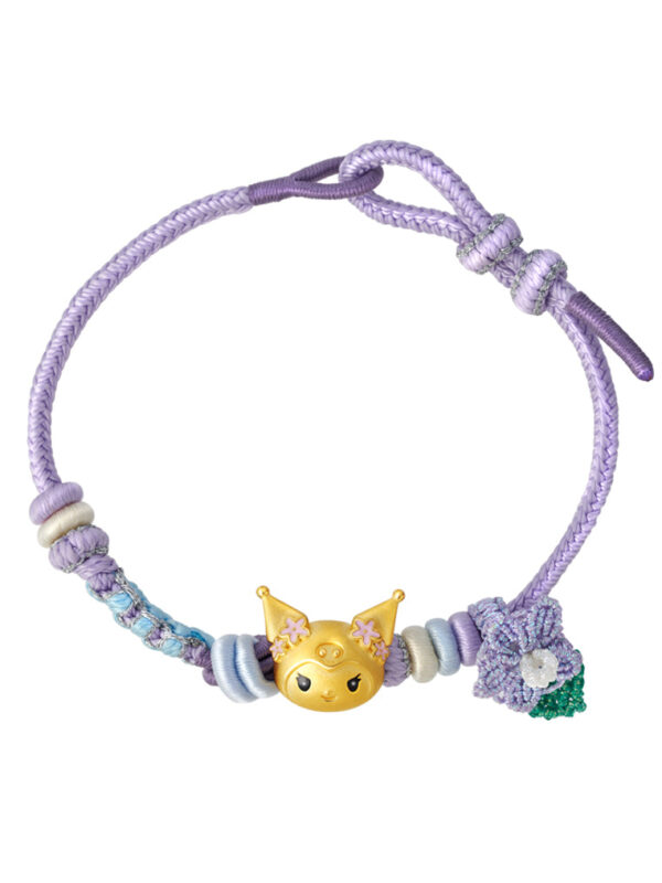 TOMEI X Sanrio Kuromi 5D Charm with rope, Yellow Gold 999
