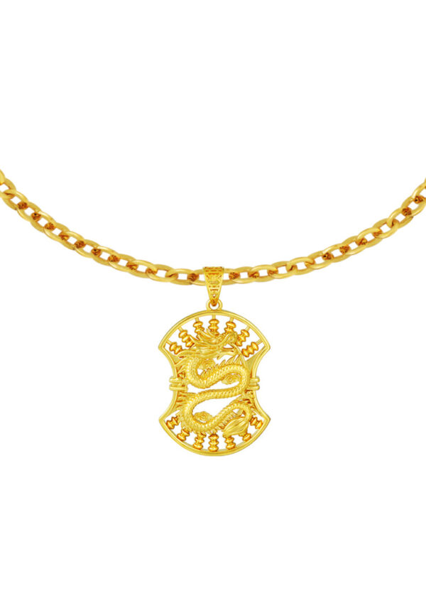TOMEI Blissful Collection Dragon Abacus Pendant, Yellow Gold 916