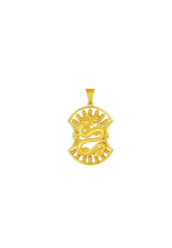 TOMEI Blissful Collection Dragon Abacus Pendant, Yellow Gold 916