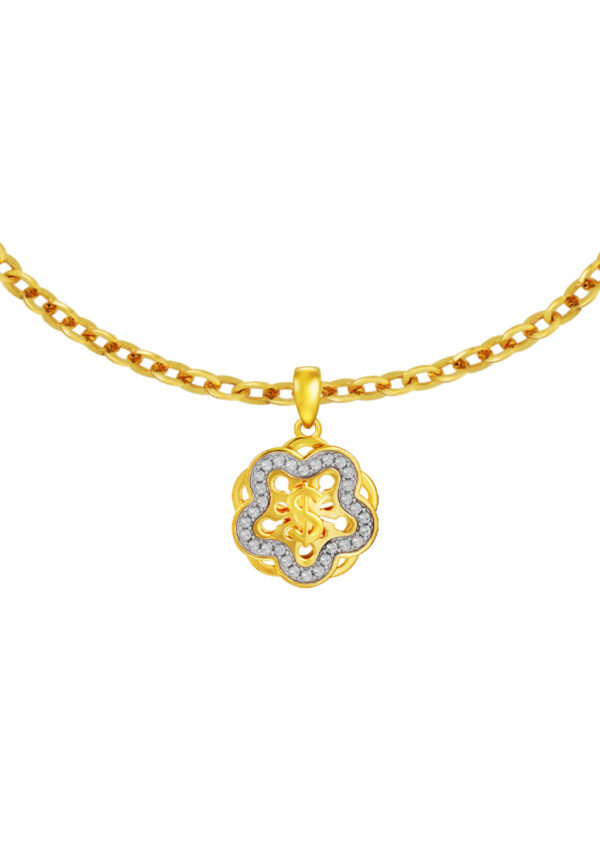 TOMEI Diamond Cut Collection Wealthy Flower Pendant, Yellow Gold 916