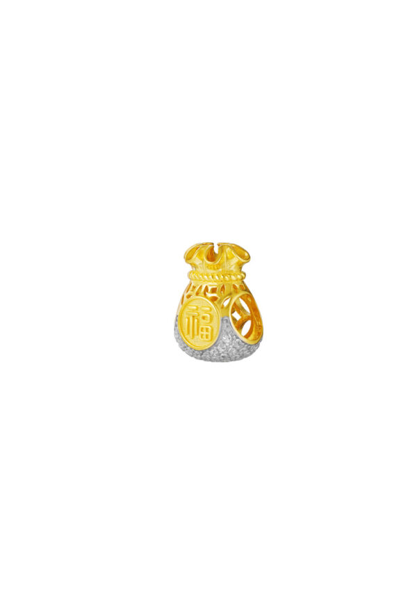 TOMEI Chomel Collection Auspicious Pouch Charm, Yellow Gold 916