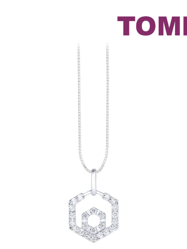 TOMEI Diamond Pendant Set, White Gold 585