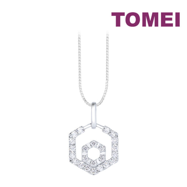 TOMEI Diamond Pendant Set, White Gold 585