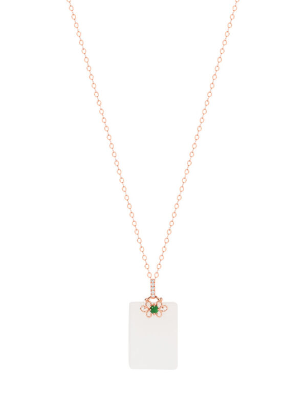 TOMEI Nephrite Series Peace Marker Necklace, Rose Gold 750