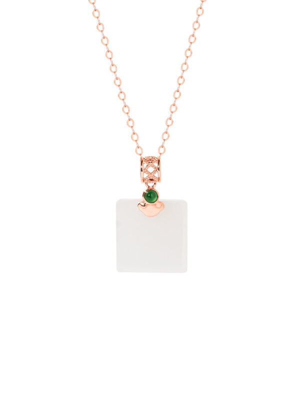 TOMEI Nephrite Series Peace Marker Necklace, Rose Gold 750