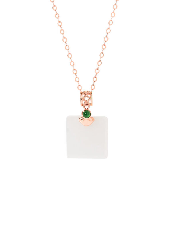 TOMEI Nephrite Series Peace Marker Necklace, Rose Gold 750
