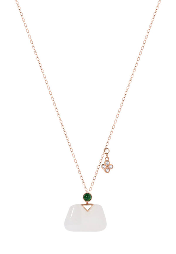 TOMEI Nephrite Handbag Necklace, Rose Gold 750