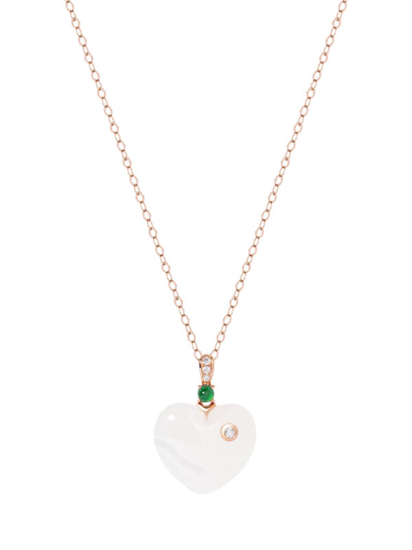 TOMEI Nephrite Heart Necklace, Rose Gold 750