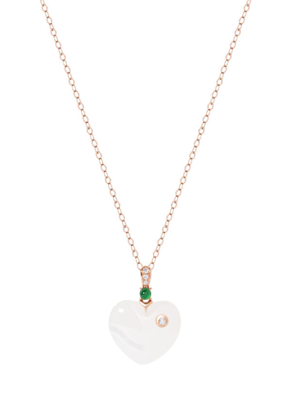 TOMEI Nephrite Heart Necklace, Rose Gold 750