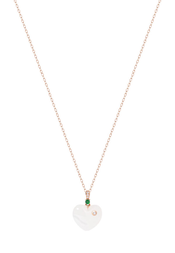 TOMEI Nephrite Heart Necklace, Rose Gold 750