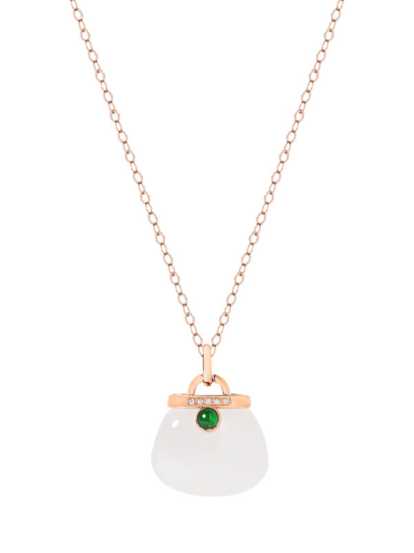 TOMEI Nephrite Handbag Necklace, Rose Gold 750