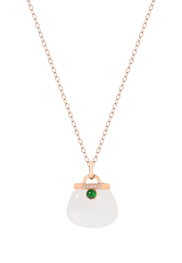 TOMEI Nephrite Handbag Necklace, Rose Gold 750