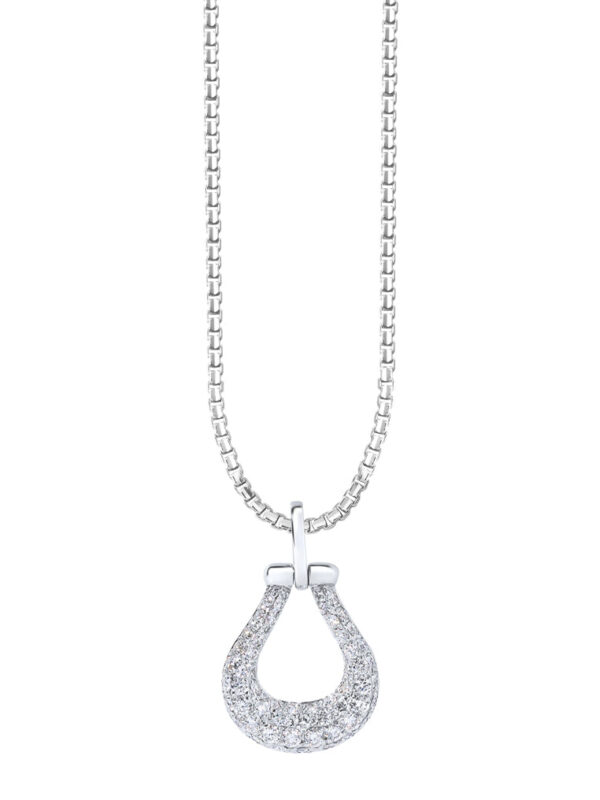 TOMEI Horseshoe Diamond Pendant Set, White Gold 585
