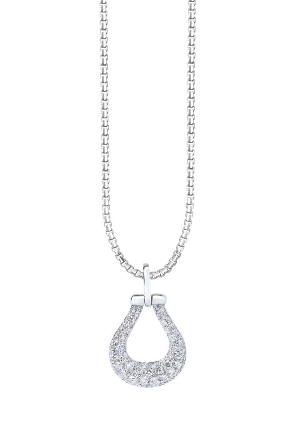 TOMEI Horseshoe Diamond Pendant Set, White Gold 585