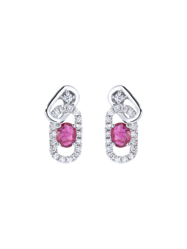 TOMEI Ruby Set Earrings, White Gold 750