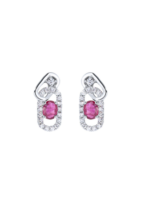 TOMEI Ruby Set Earrings, White Gold 750