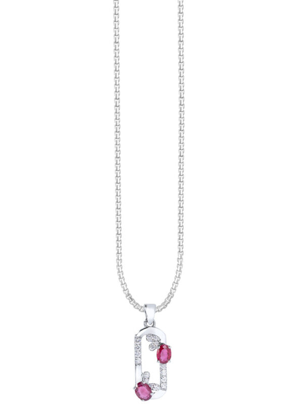 TOMEI Ruby Set Pendant, White Gold 750