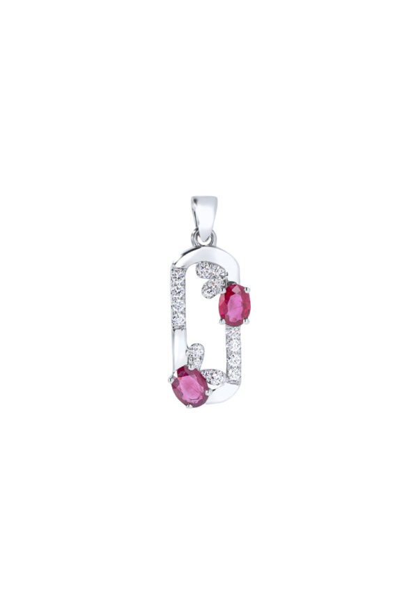 TOMEI Ruby Set Pendant, White Gold 750