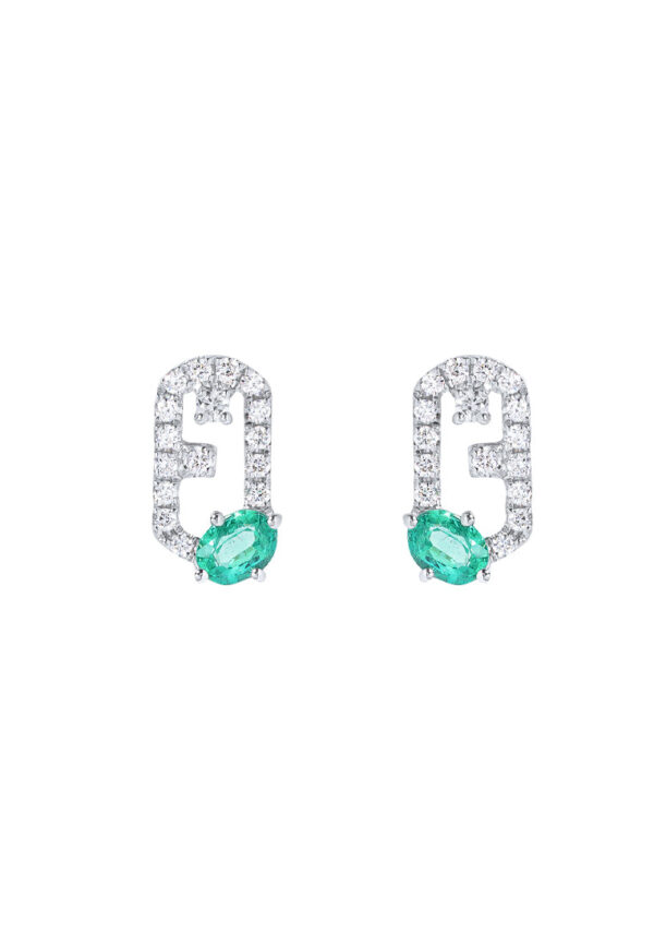 TOMEI Emerald Set Earrings, White Gold 750
